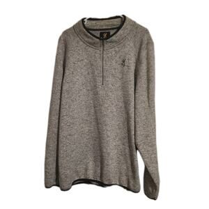 Browning Coat Mens Size 2xl Buckmark Logo Beige Pullover Zip Neck Outdoors Deer